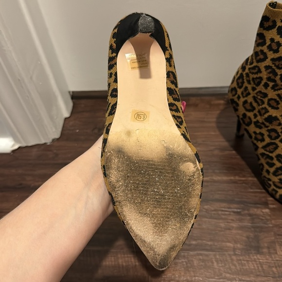 Leopard Sock Heel Booties - Picture 6 of 8